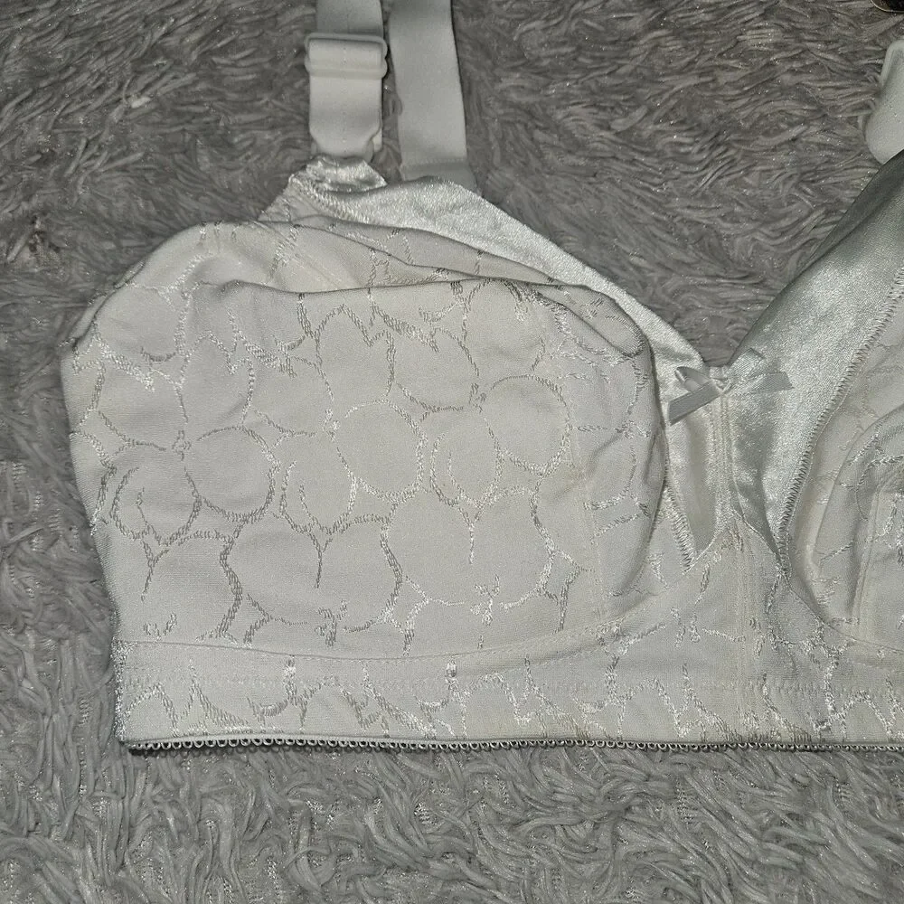 NWT Bali Women's Wirefree Bra Size 38DD White Floral Paisley Print Set of 2 Vtg